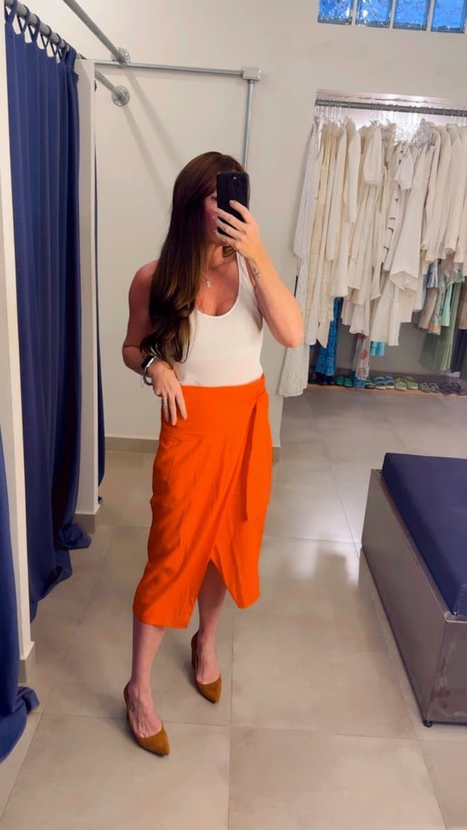 Saia Midi Coral Dress To - com Etiqueta, Dress To, Coral, tamanho G — foto 3
