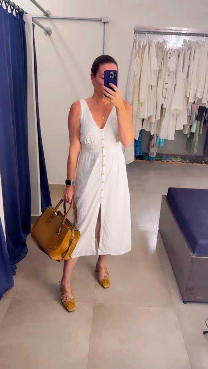 Vestido Dress To Laise Branco Botões, Dress To, Branco, tamanho G — foto 3