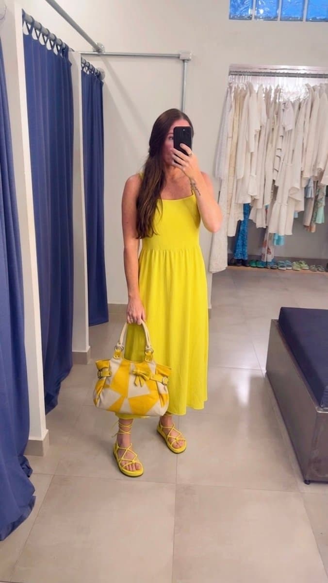 Vestido Longo Amarelo Alça Bolas Cortelle, Cortelle, Amarelo, tamanho G — foto 3