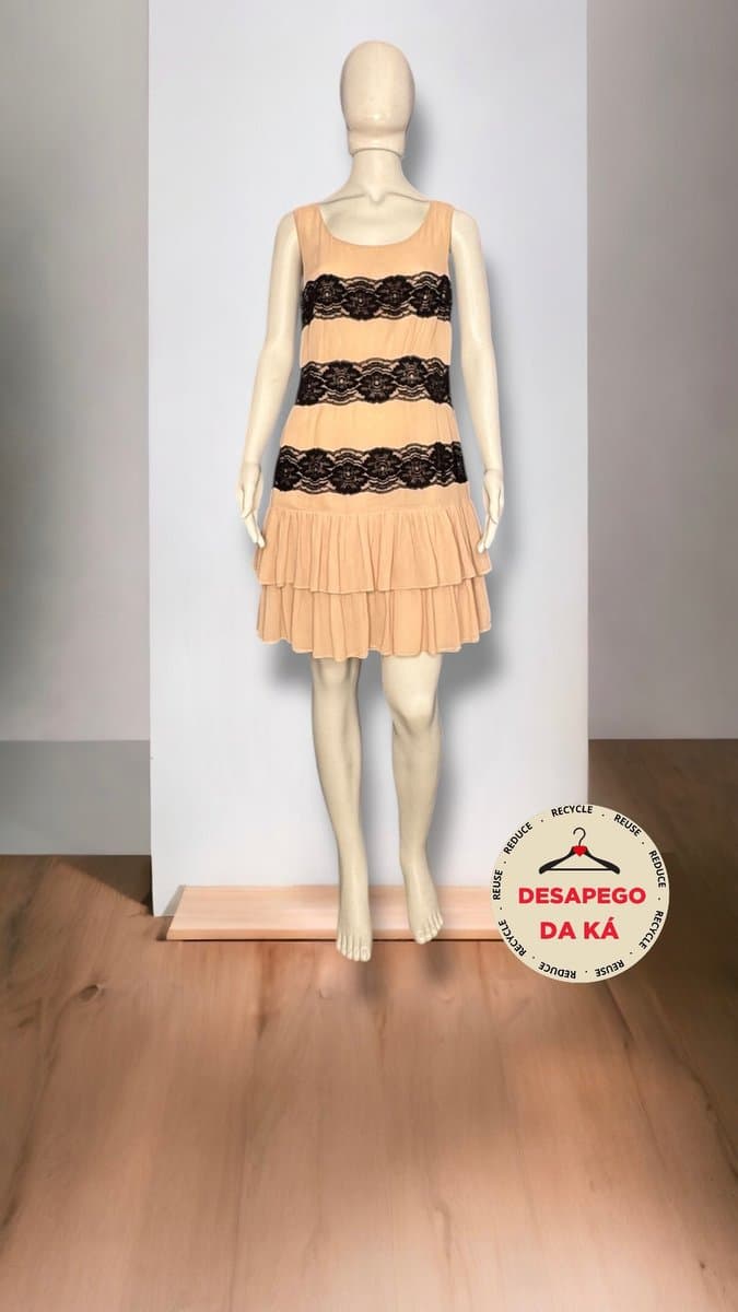 Vestido Rose Renda Preta Amissima M, Amissima, Rosa, tamanho M — foto 3