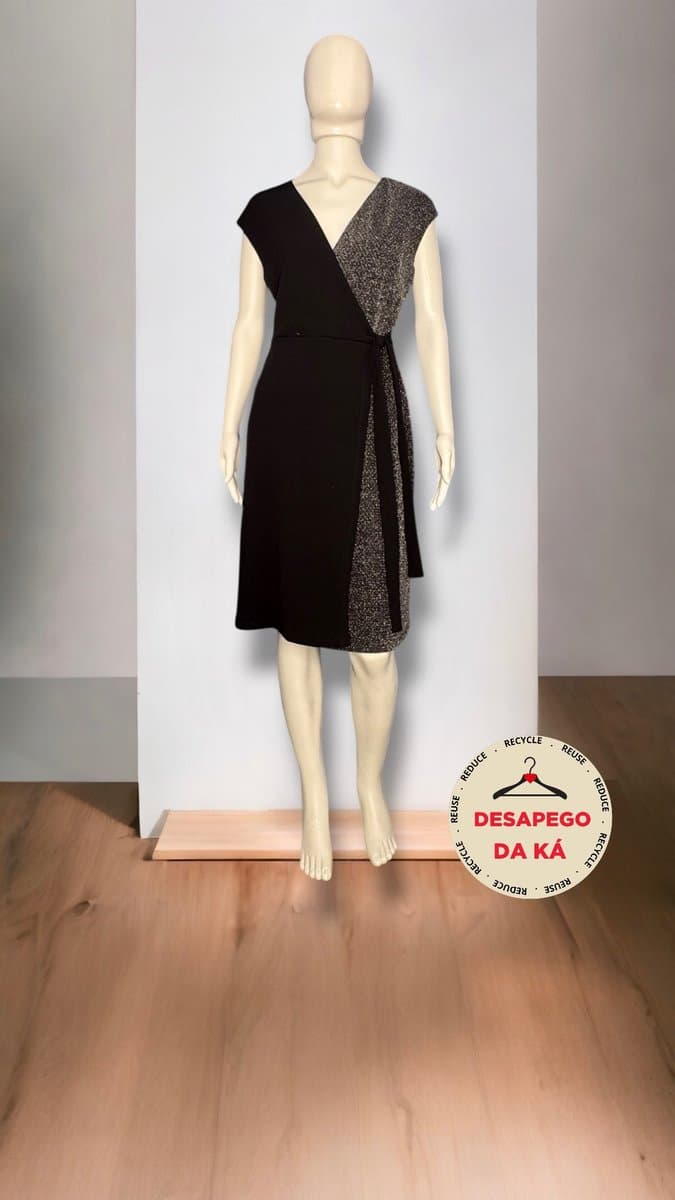 Vestido Preto/Lurex Luxology M, Preto, tamanho M — foto 3