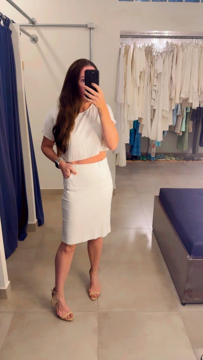 Saia Lápis Branca Pa, Branco, tamanho 40 — foto 3