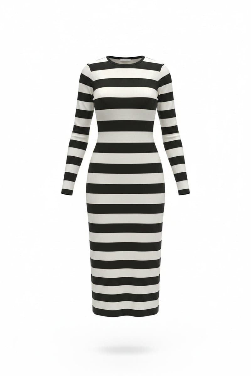 Vestido Malha Listras PB Animale, Preto, tamanho M