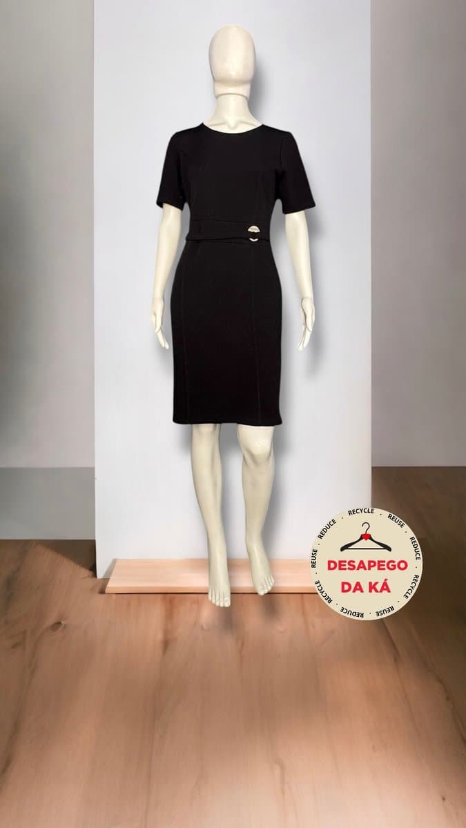Vestido Midi Preto Texturizado G, Preto, tamanho G — foto 3