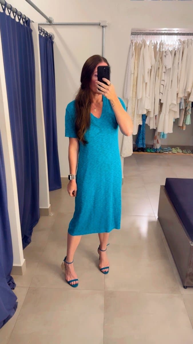Vestido Tricot Azul, Azul, tamanho UN — foto 3