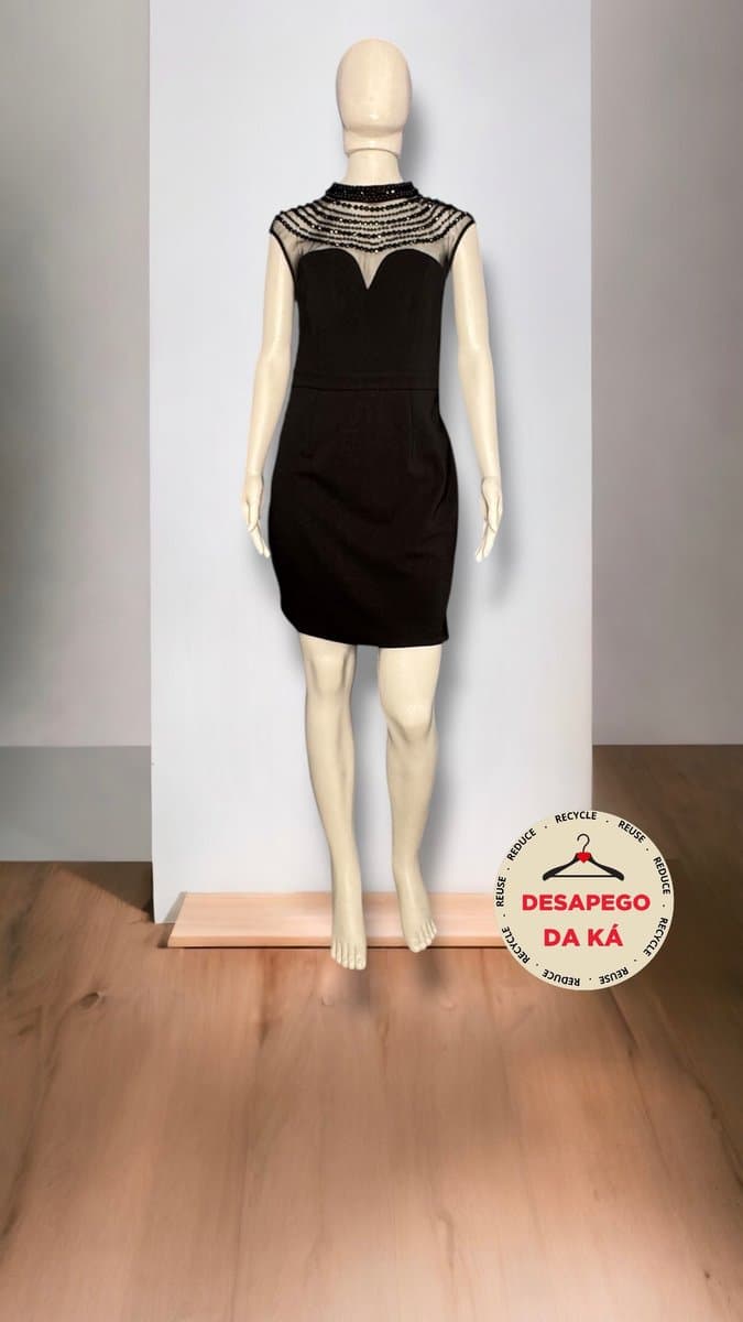 Vestido Preto Bordado Holin Sone G, Preto, tamanho G — foto 3