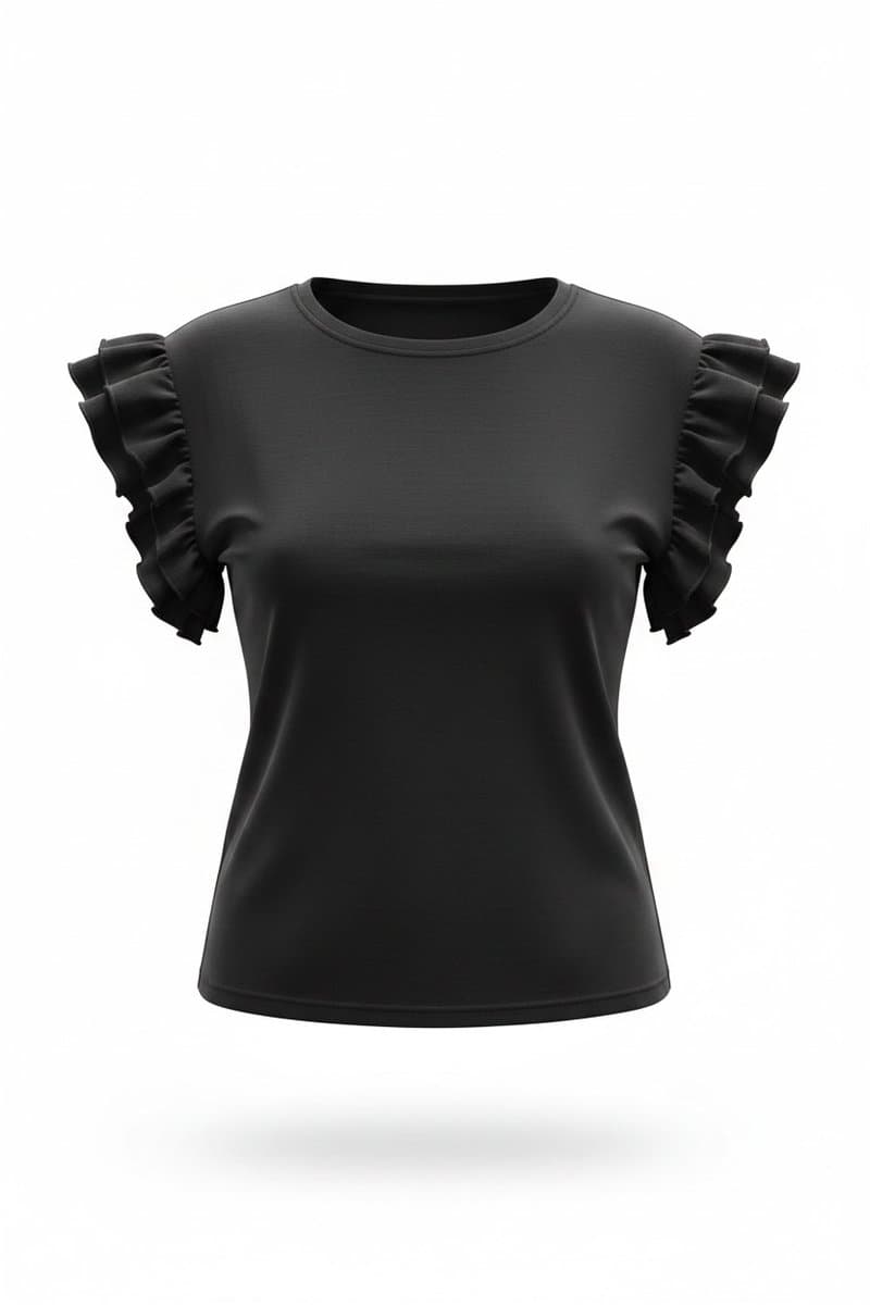 Tee Preta Babados Vanillamint G, Preto, tamanho G