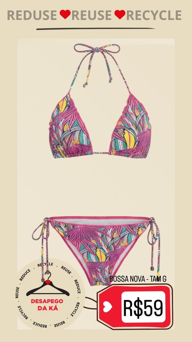 Biquíni Estampado Bossa Nova G, Bossa Nova, Estampada, tamanho G — foto 3