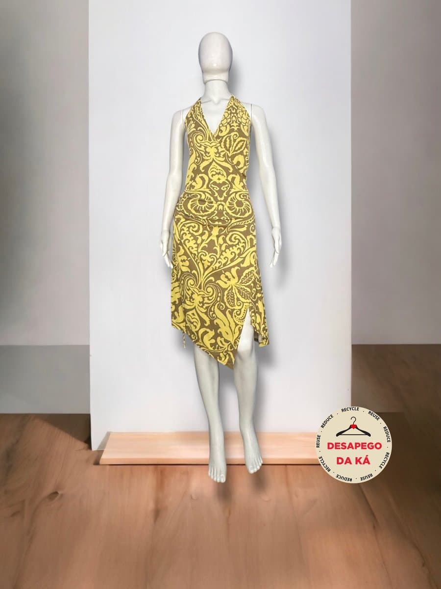 Vestido Amarelo Estampa Lelis Blanc P, Lelis Blanc, Amarelo, tamanho P — foto 3