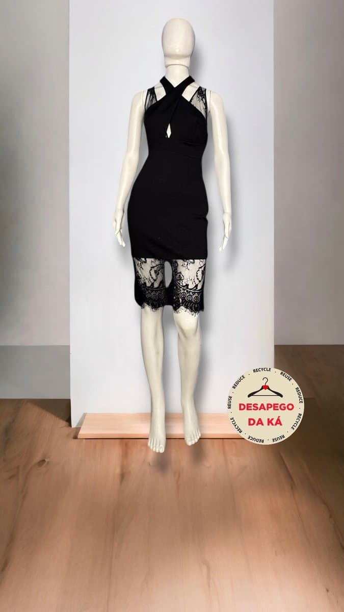 Vestido Tubo Preto C Renda Johnjohn P, John John, Preto, tamanho P — foto 3