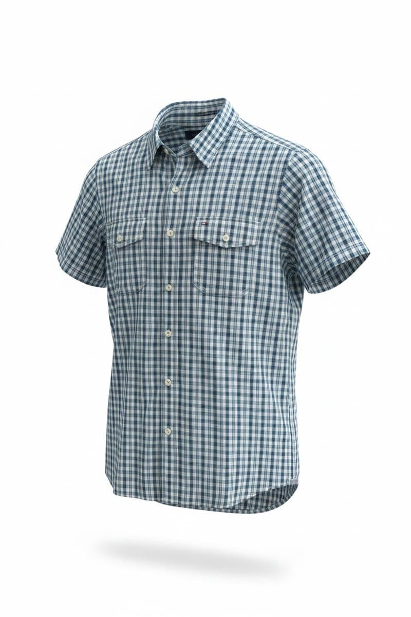 Camisa MC Xadrez Azul Tommy, Tommy Hilfiger, Azul, tamanho M