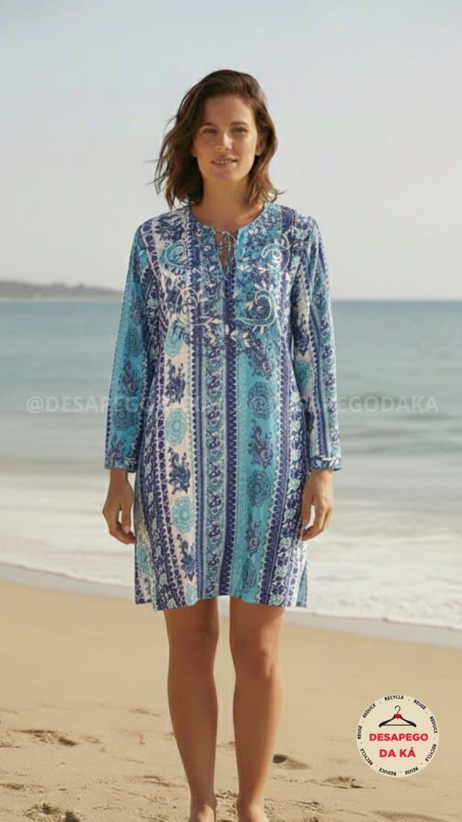 Túnica Indiana Turquesa, Azul-turquesa, tamanho M — foto 2