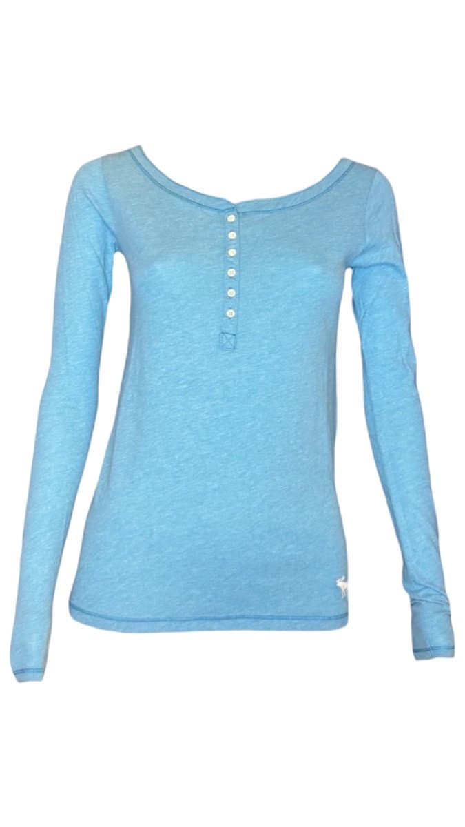 Tee ML Botões Azul Abercrombie PP, Abercrombie & Fitch, Azul, tamanho PP