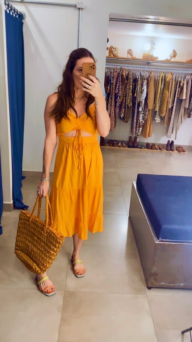 Vestido Midi Lastex Tangerina P, Laranja, tamanho P