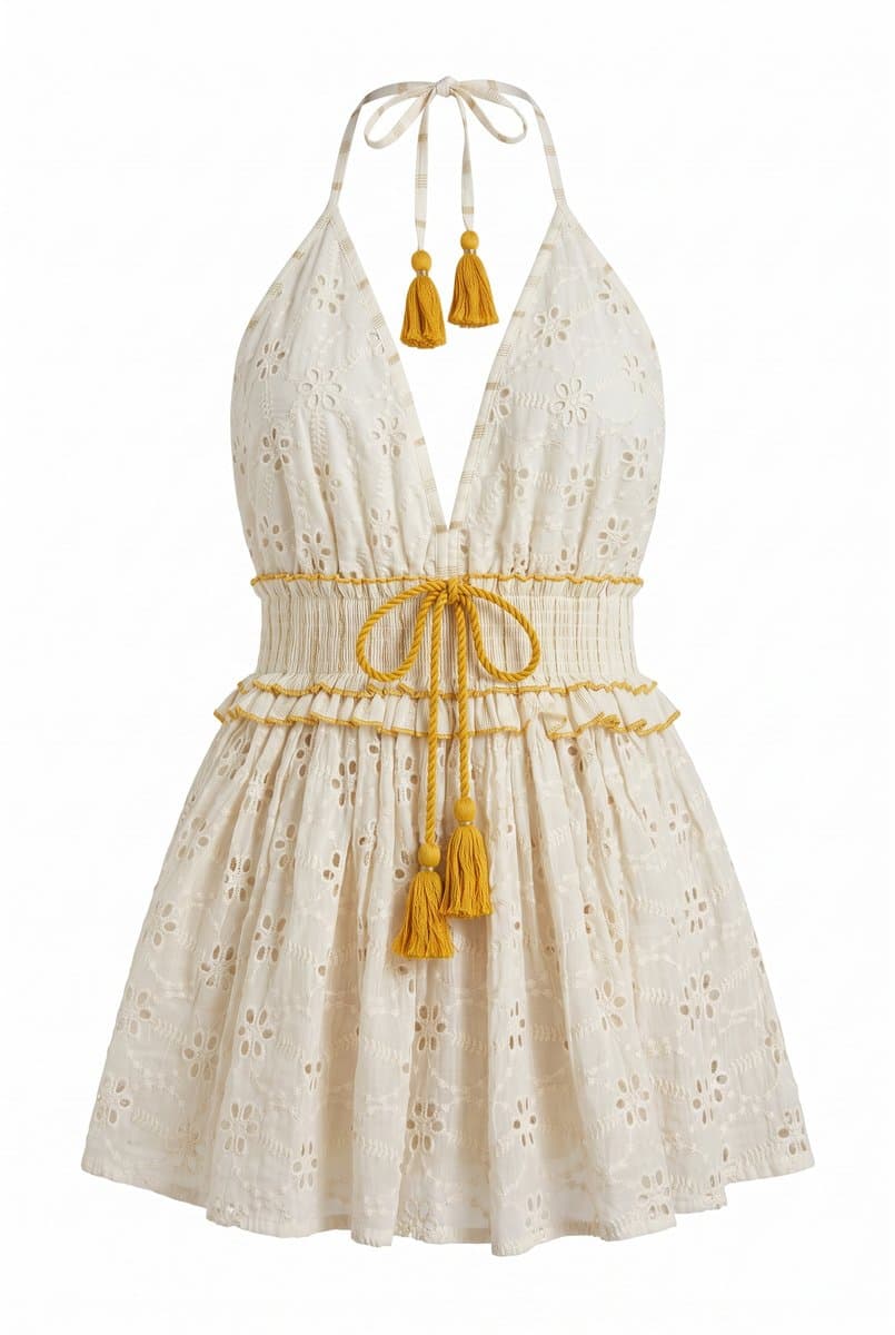 Bata Off Laise com Lurex India Fashion, Branco, tamanho M