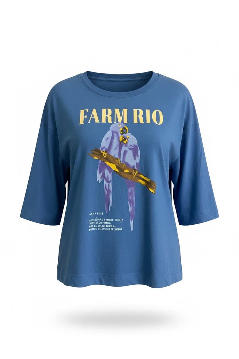 Tee Azul Arara Farm, Farm, Azul, tamanho P