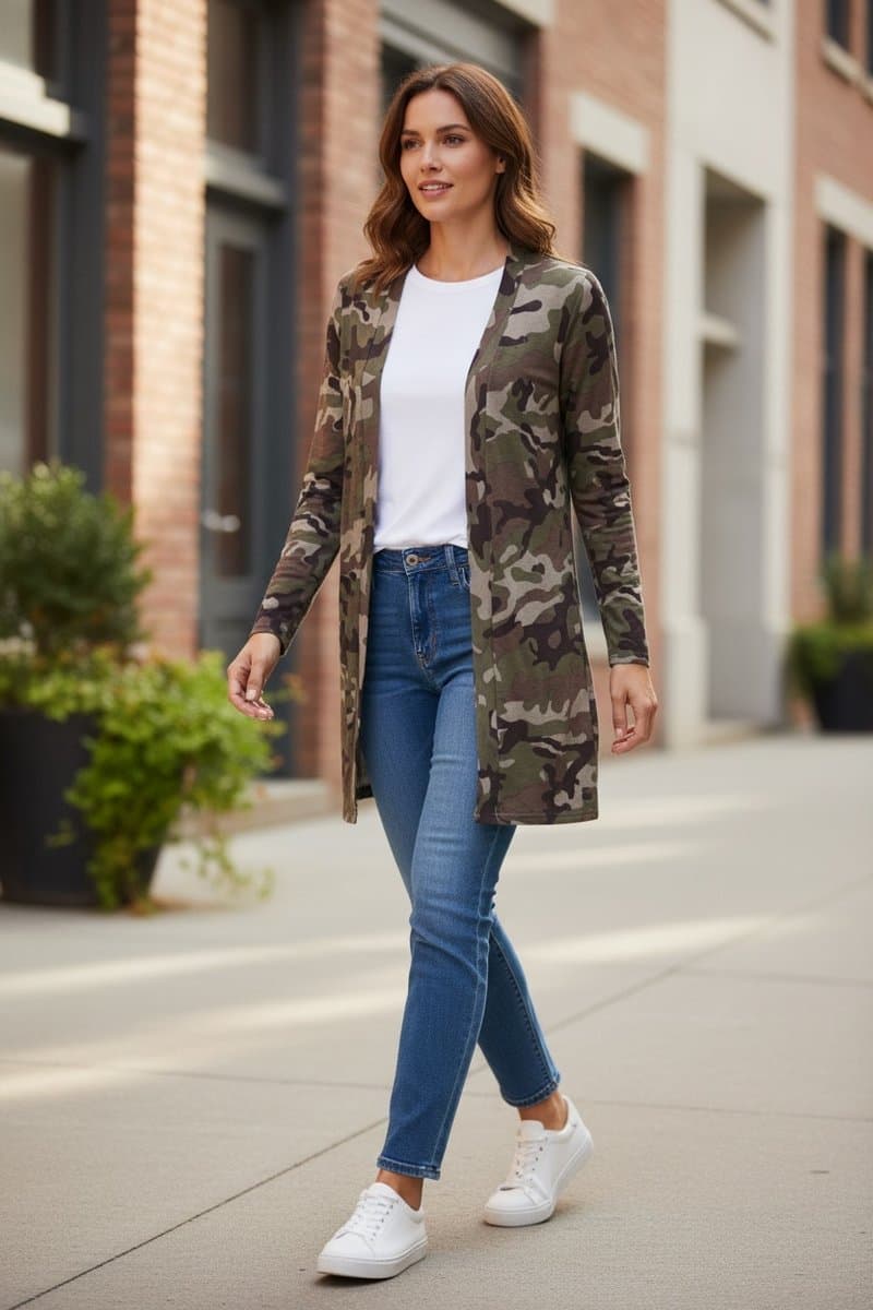 Cardigan Malha Camuflado, Estampada, tamanho UN — foto 2