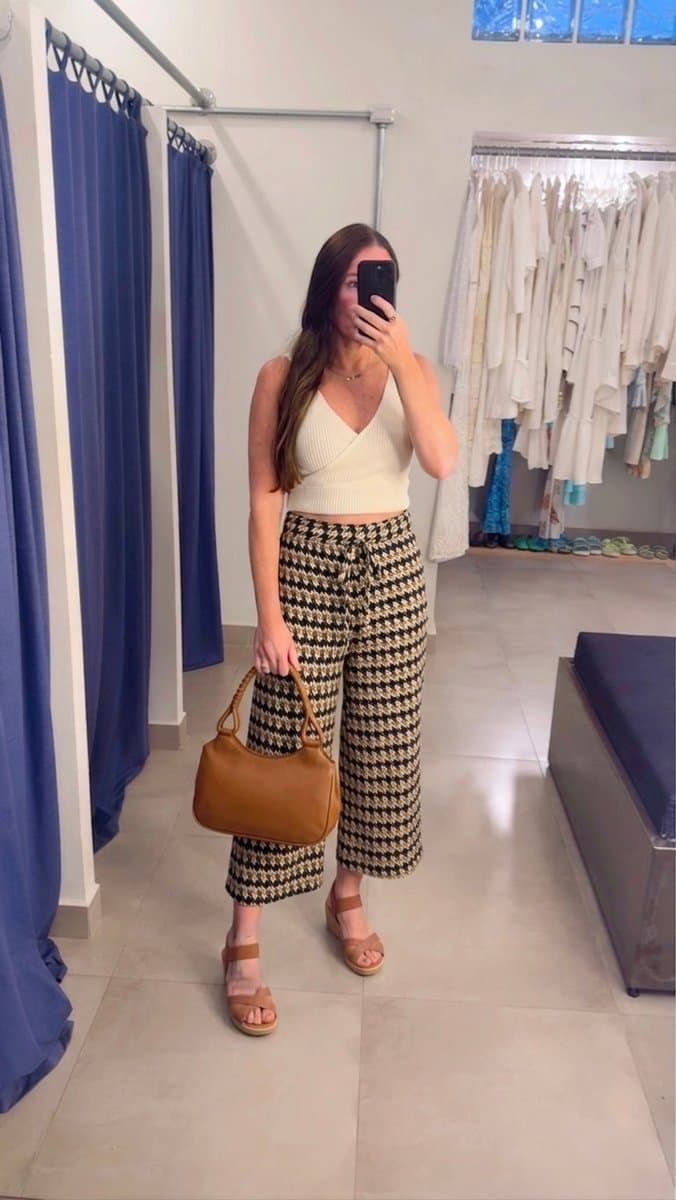 Calça Pied de Poule Terroso Coaff, Marrom, tamanho GG — foto 3