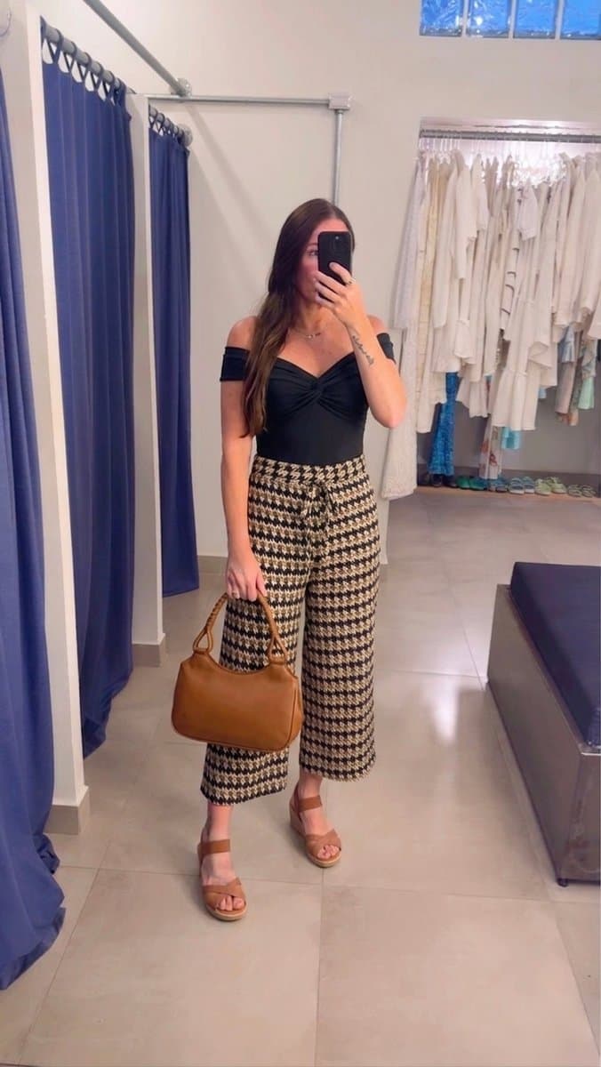Calça Pied de Poule Terroso Coaff, Marrom, tamanho GG — foto 4