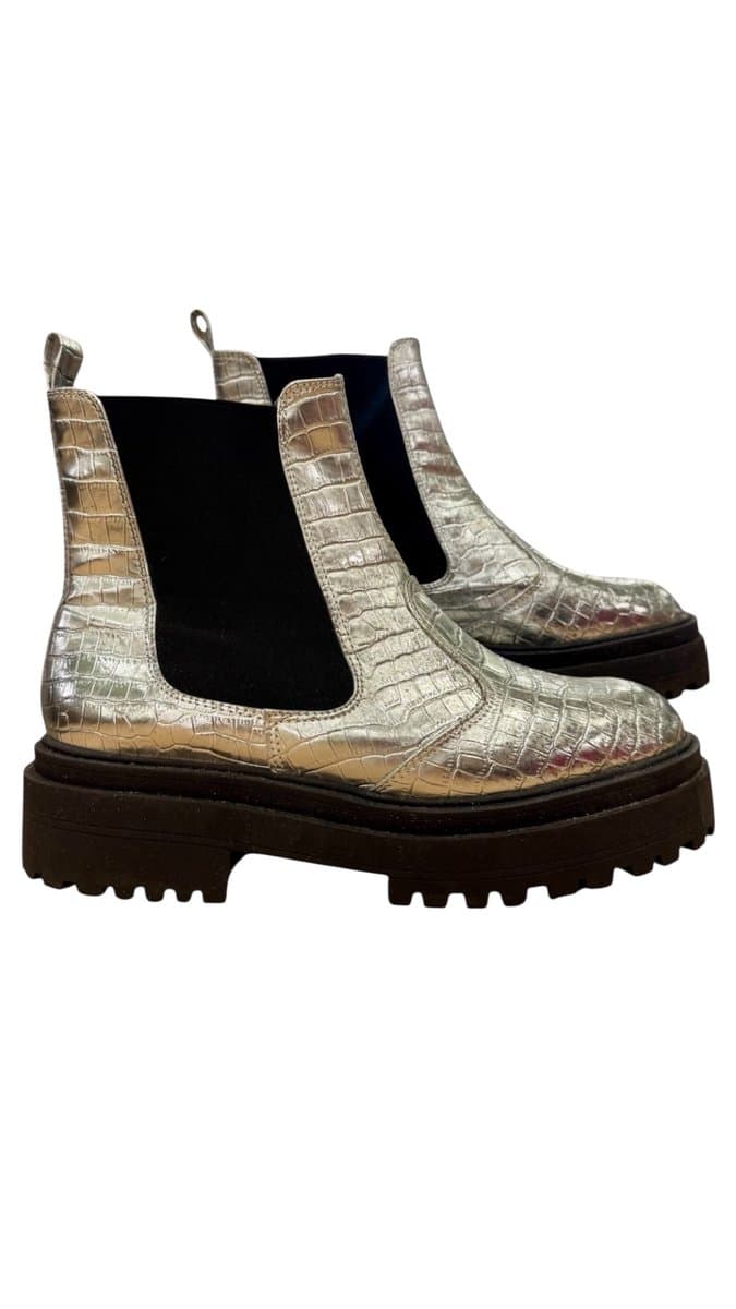 Bota Prta Croco 37 173-NI-210, Prateado, tamanho 37