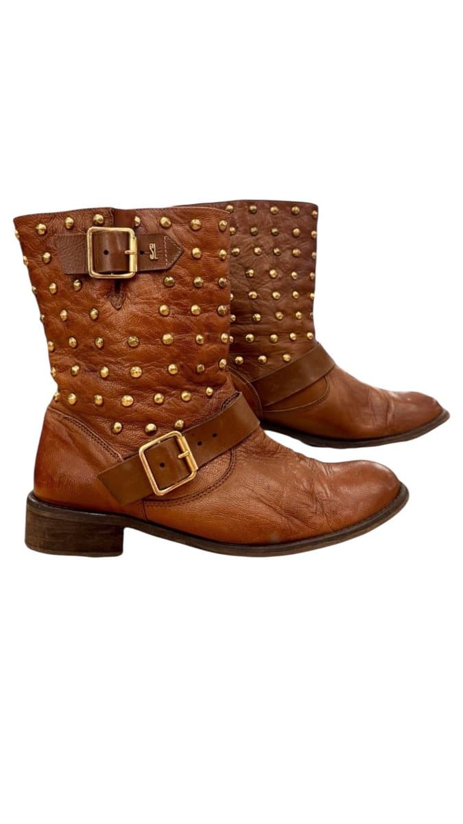 Bota Caramelo Sta Lolla Tachas 37, Marrom-claro, tamanho 37