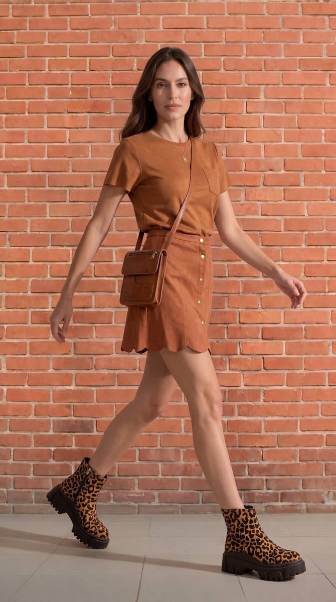 Saia Suede Dress To M, Dress To, Marrom-claro, tamanho M — foto 3