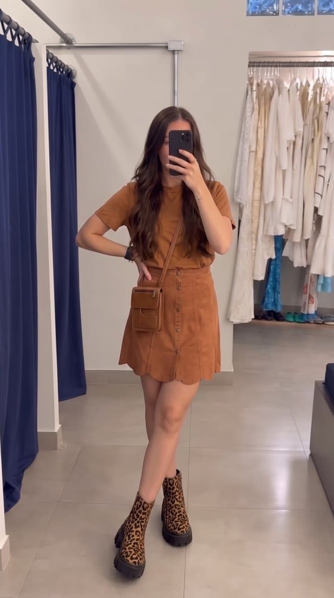 Saia Suede Dress To M, Dress To, Marrom-claro, tamanho M — foto 4