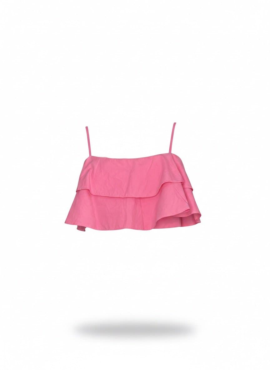 Top Pink Babado Bem Me Quer M, Rosa-chiclete, tamanho M