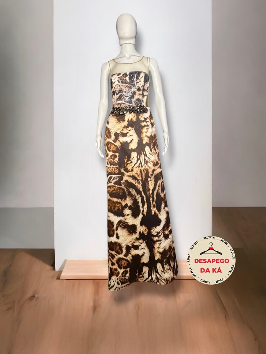 Vestido Longo Onça Regina Salomao 40, Regina Salomão, Estampada, tamanho 40 — foto 3
