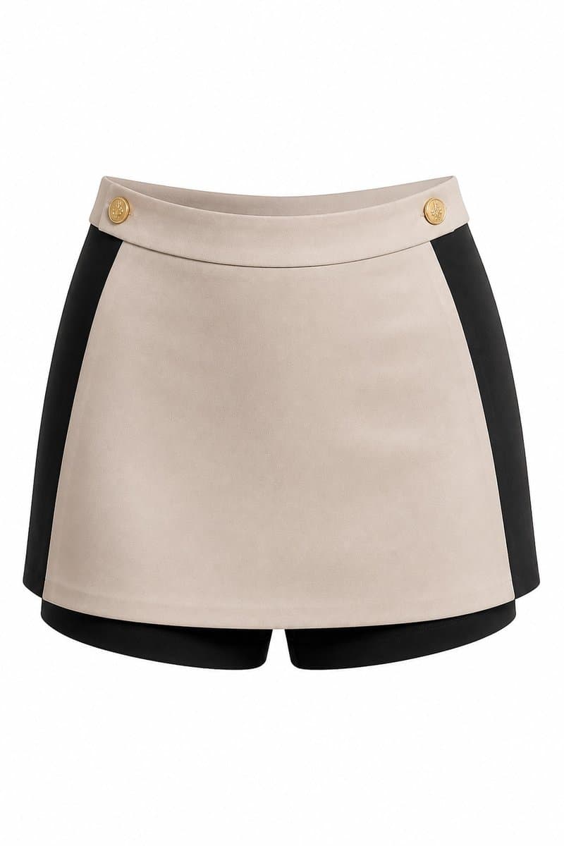 Saia/Shorts Bicolor Nude/Preto Mas Animale, Mas Animale, Nude, tamanho 42