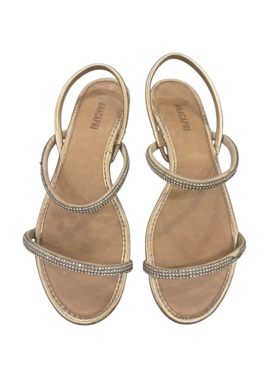Rasteira Dourada Ana Capri, Dourado, tamanho 37