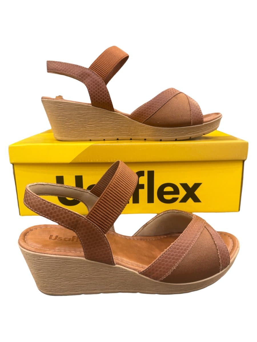 Sandália Caramelo Anabela Usaflex, Usaflex, Marrom-claro, tamanho 36 — foto 2