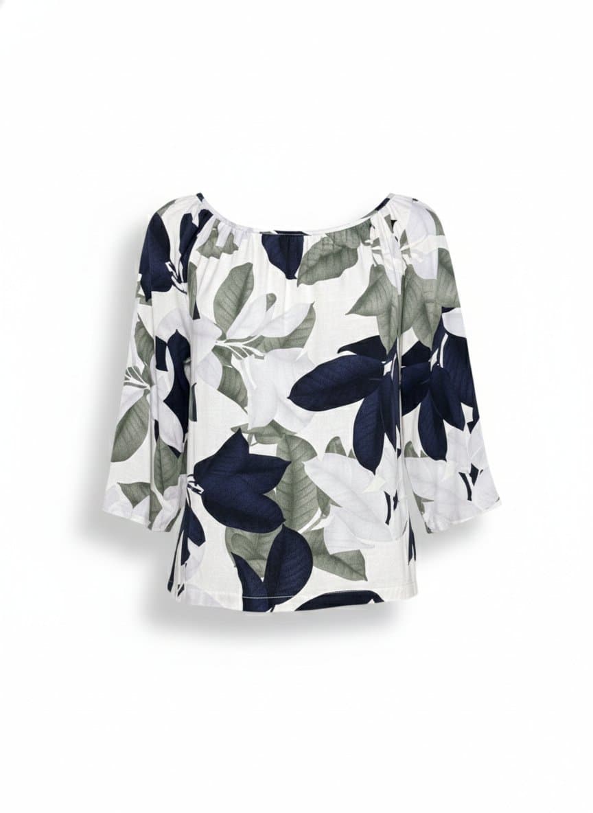 Blusa Off Flor Azul A Collection M, Branco, tamanho M