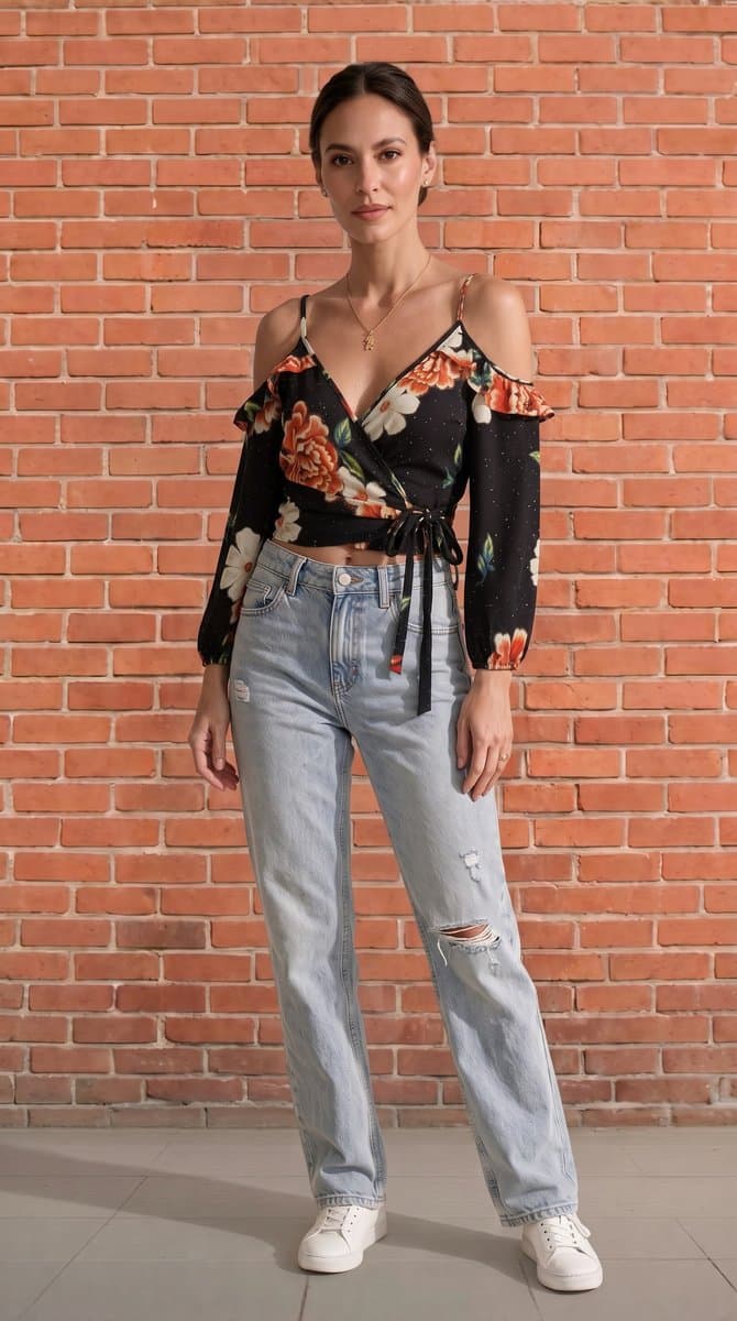 Blusa ML Preta Estampa Flor Farm, Farm, Preto, tamanho P — foto 2