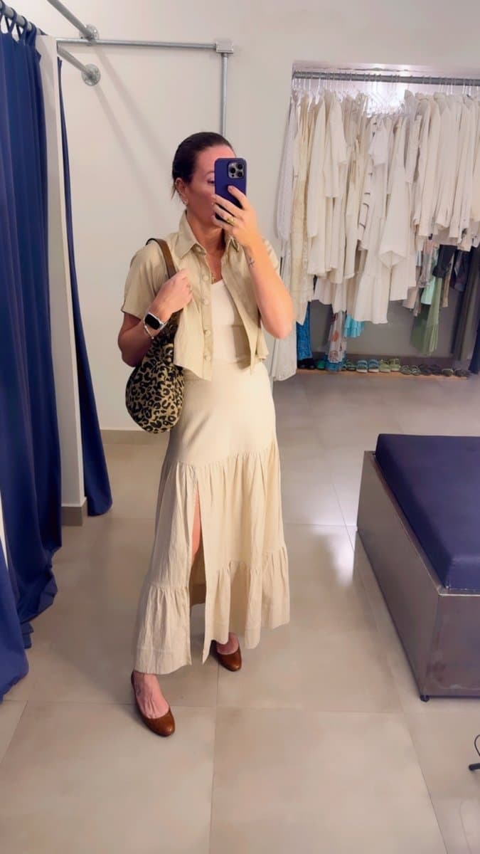 Camisa Cropped Linho Natural M Nacional, Bege, tamanho G — foto 4