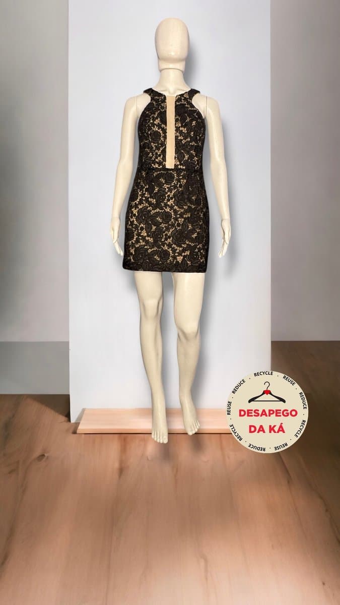 Vestido Renda Preto P, Preto, tamanho P — foto 3