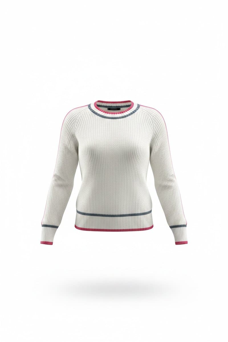 Tricot Off Detalhe Pink/Azul Absolutti, Absolutti, Branco, tamanho P
