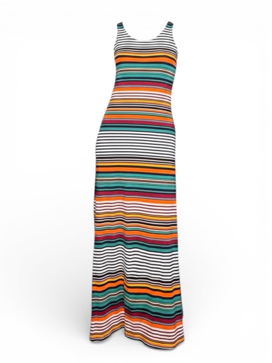 Vestido Malha Listras Colorida Marisa M, Marisa, Estampada, tamanho M