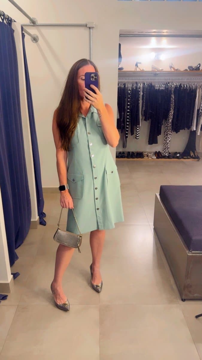 Vestido Verde Abotoado Ginestra, Verde, tamanho 40 — foto 4