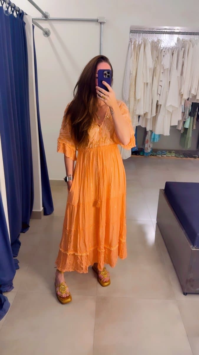 Vestido Salmão Indiano, Coral-claro, tamanho UN — foto 3