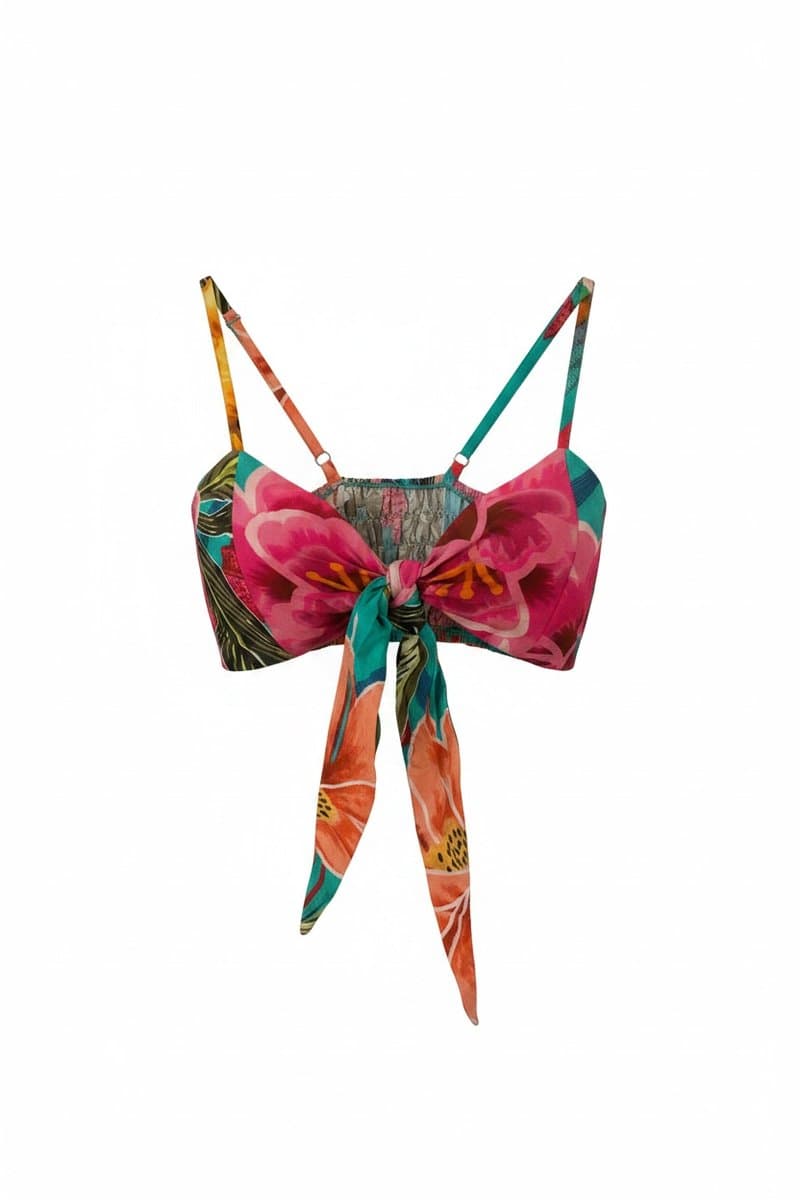 Top Amarração Estampa Flor Verde Christina Costa - com Etiqueta, Christina Costa, Verde, tamanho M