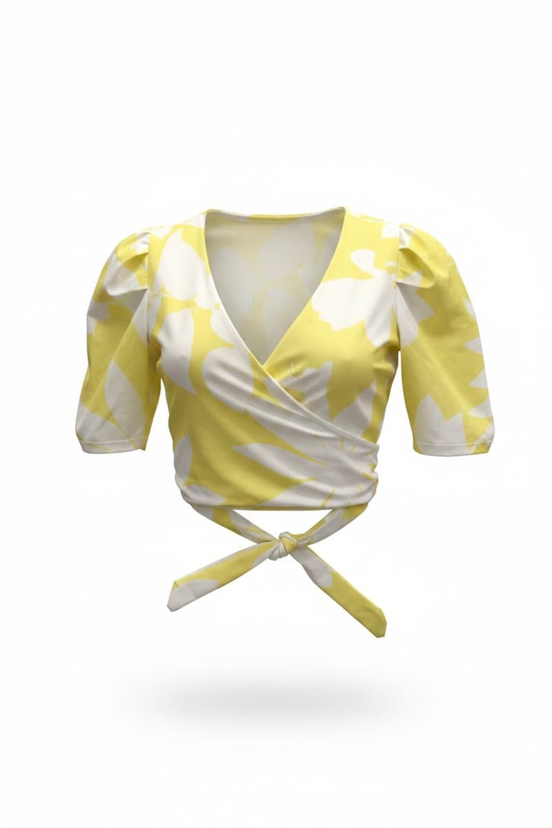 Cropped Listas Amarelo/Off Christina Costa - com Etiqueta, Christina Costa, Amarelo, tamanho M