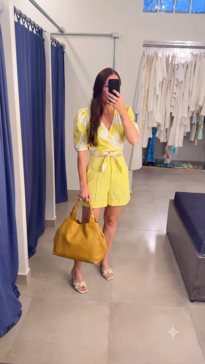 Cropped Listas Amarelo/Off Christina Costa - com Etiqueta, Christina Costa, Amarelo, tamanho M — foto 3