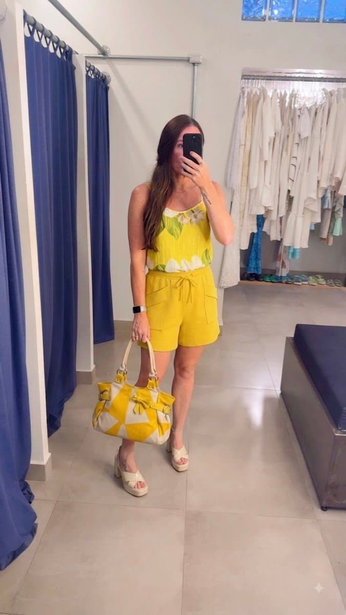 Shorts Amarelo Linho Dress To, Dress To, Amarelo, tamanho M — foto 3