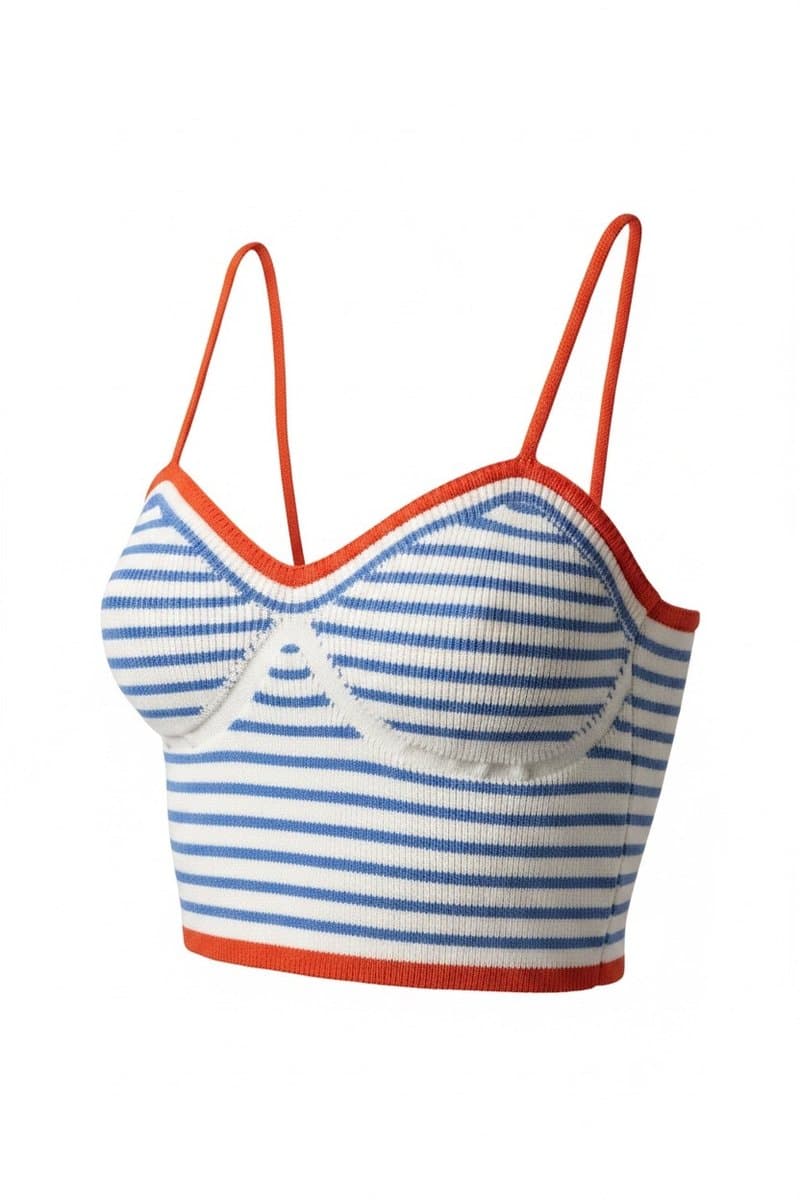 Top Tricot Listras Off/Azul/Coral Dres To, Dress To, Branco, tamanho M