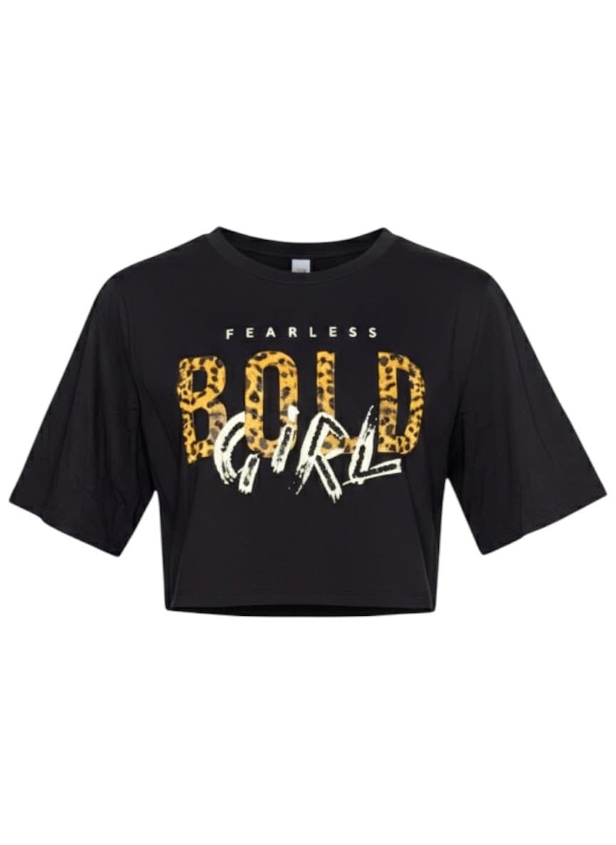 Tee Preta Bold Girl Flor Linda M, Preto, tamanho M