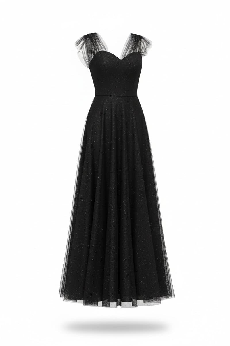 Vestido Longo Brilho Festa 52, Preto, tamanho 52