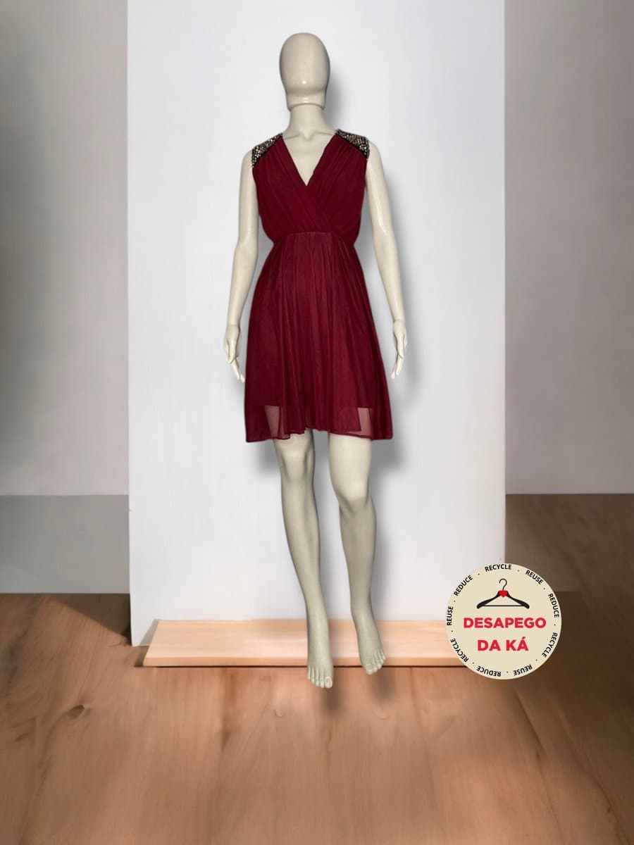 Vestido Antix Vinho Bordado P, Antix, Bordô, tamanho P — foto 3
