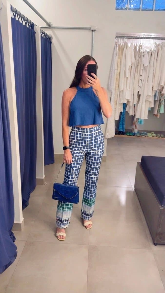 Blusa Frente Única Azul, Azul, tamanho P — foto 3