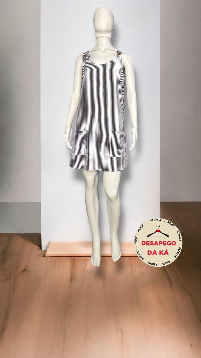 Vestido Listras Marinho Shein M, Shein, Azul-marinho, tamanho M — foto 3